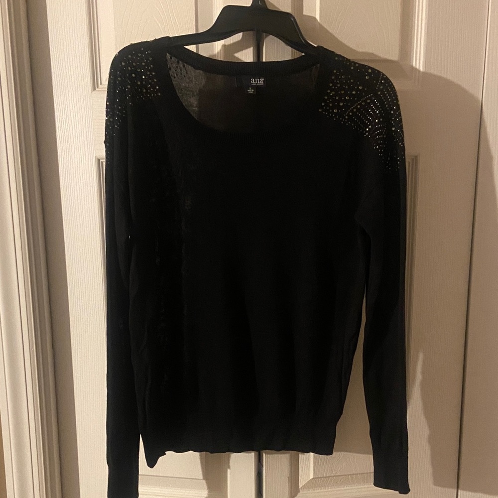 a.n.a Black Sweater with Studded Shoulders